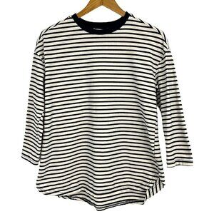 Pomander Place Tuckernuck Navy Striped Knit Popover Shirt Size S 3/4 Sleeve